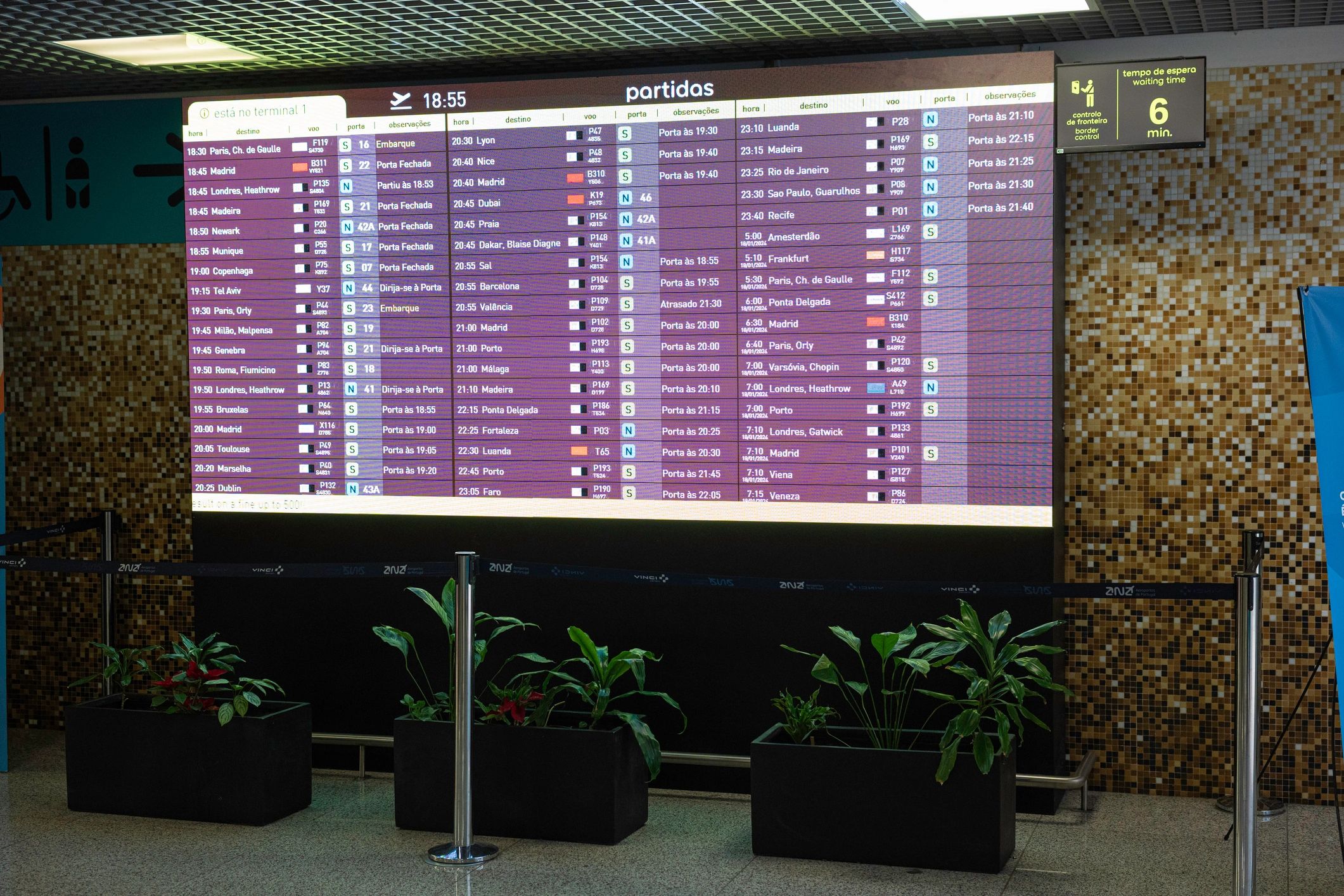 Airport departure board representing global mobility